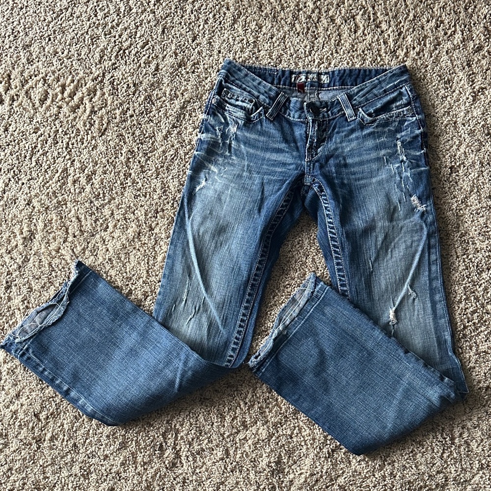 BKE Women’s Distressed Blue Denim Jeans